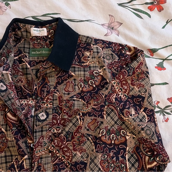 Michael Thomas Egyptian Nile Cotton Shortsleeve Button Up - Picture 2 of 3